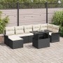 Conjunto de sofá de jardín con cojín 8 pcs Negro Poliratán