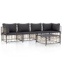 Juego de muebles de jardín 5 pzas y cojines ratán PE antracita de vidaXL, Sofás de exterior - Ref: Foro24-3186701, Precio: 40...