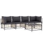 Juego de muebles de jardín 5 pzas y cojines ratán PE antracita de vidaXL, Sofás de exterior - Ref: Foro24-3186701, Precio: 40...