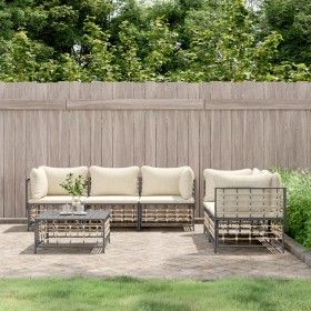 Gartenmöbel-Set 6-teilig und anthrazitfarbene PE-Rattan-Kissen von vidaXL, Outdoor-Sofas - Ref: Foro24-3186704, Preis: 506,22...