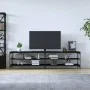 Black metal and plywood TV cabinet 200x30x50 cm by vidaXL, TV Furniture - Ref: Foro24-826759, Price: 72,02 €, Discount: %