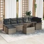 Conjunto de sofá de jardín con cojín 8 pcs Gris Poliratán