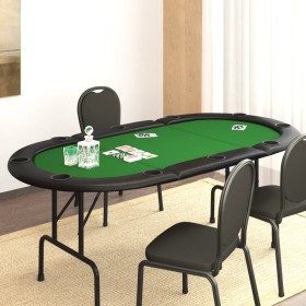 Mesa de póquer plegable para 10 jugadores verde 206x106x75 cm