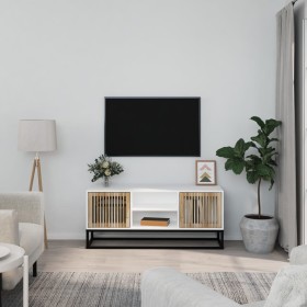 Mueble de TV hierro y madera contrachapada blanco 105x30x45 cm de vidaXL, Muebles TV - Ref: Foro24-352097, Precio: 113,07 €, ...