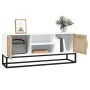 Mueble de TV hierro y madera contrachapada blanco 105x30x45 cm de vidaXL, Muebles TV - Ref: Foro24-352097, Precio: 111,15 €, ...