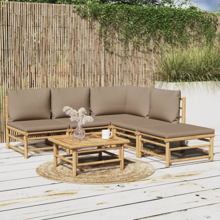 6-teiliges Gartenmöbel-Set aus Bambus mit taupegrauen Kissen von vidaXL, Gartensets - Ref: Foro24-3155135, Preis: 605,05 €, R...