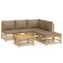 6-teiliges Gartenmöbel-Set aus Bambus mit taupegrauen Kissen von vidaXL, Gartensets - Ref: Foro24-3155135, Preis: 596,02 €, R...