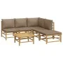 6-teiliges Gartenmöbel-Set aus Bambus mit taupegrauen Kissen von vidaXL, Gartensets - Ref: Foro24-3155135, Preis: 596,02 €, R...