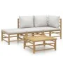 Garden furniture set 4 pieces bamboo and light gray cushions by vidaXL, Garden sets - Ref: Foro24-3155080, Price: 287,21 €, D...