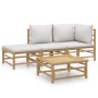 Gartenmöbel-Set 4-teilig aus Bambus und hellgrauen Kissen von vidaXL, Gartensets - Ref: Foro24-3155080, Preis: 289,49 €, Raba...