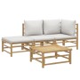 Set de muebles de jardín 4 piezas bambú y cojines gris claro de vidaXL, Conjuntos de jardín - Ref: Foro24-3155080, Precio: 28...