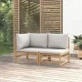 Gartenmöbel-Set 2-teilig aus Bambus und hellgrauen Kissen von vidaXL, Modulare Sofas für den Außenbereich - Ref: Foro24-36227...