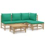 5-teiliges Gartenmöbel-Set aus Bambus mit grünen Kissen von vidaXL, Gartensets - Ref: Foro24-3155145, Preis: 324,57 €, Rabatt: %