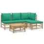Set de muebles de jardín 5 piezas bambú con cojines verde de vidaXL, Conjuntos de jardín - Ref: Foro24-3155145, Precio: 320,6...