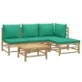 5-teiliges Gartenmöbel-Set aus Bambus mit grünen Kissen von vidaXL, Gartensets - Ref: Foro24-3155145, Preis: 320,69 €, Rabatt: %