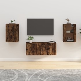 Wand-TV-Schränke, 2 Stück, geräucherte Eiche, 40 x 34,5 x 60 cm von vidaXL, TV-Möbel - Ref: Foro24-816667, Preis: 61,64 €, Ra...