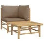 Gartenmöbel-Set 2-teilig aus Bambus und taupegrauen Kissen von vidaXL, Modulare Sofas für den Außenbereich - Ref: Foro24-3622...