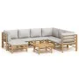 8-piece garden furniture set made of bamboo with light gray cushions by vidaXL, Garden sets - Ref: Foro24-3155095, Price: 787...
