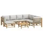 8-piece garden furniture set made of bamboo with light gray cushions by vidaXL, Garden sets - Ref: Foro24-3155095, Price: 787...
