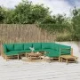 Set de muebles de jardín 12 piezas bambú con cojines verde de vidaXL, Conjuntos de jardín - Ref: Foro24-3155163, Precio: 837,...