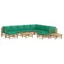 Set de muebles de jardín 12 piezas bambú con cojines verde de vidaXL, Conjuntos de jardín - Ref: Foro24-3155163, Precio: 837,...