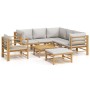 Gartenmöbel-Set 8-teilig aus Bambus und hellgrauen Kissen von vidaXL, Gartensets - Ref: Foro24-3155094, Preis: 808,62 €, Raba...