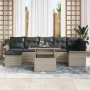 Conjunto de sofá de jardín con cojín 8 pcs Gris claro Poliratán