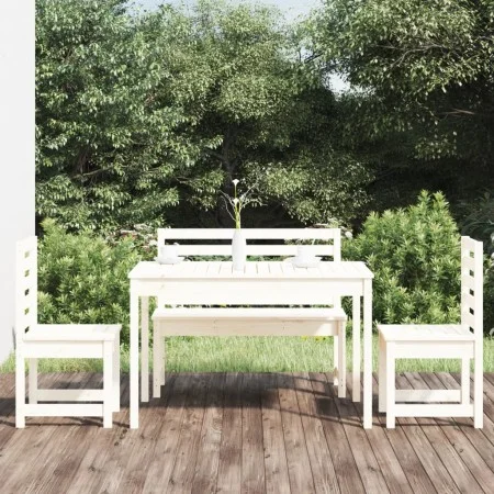 Garten-Essgruppe 4-teilig aus massivem weißem Kiefernholz von vidaXL, Gartensets - Ref: Foro24-3154696, Preis: 362,50 €, Raba...