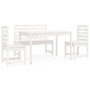 Garten-Essgruppe 4-teilig aus massivem weißem Kiefernholz von vidaXL, Gartensets - Ref: Foro24-3154696, Preis: 368,66 €, Raba...