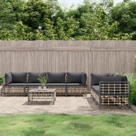Juego de muebles de jardín 8 pzas y cojines ratán PE antracita de vidaXL, Sofás de exterior - Ref: Foro24-3186707, Precio: 66...