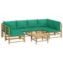 7-piece bamboo garden furniture set with green cushions by vidaXL, Garden sets - Ref: Foro24-3155166, Price: 560,80 €, Discou...