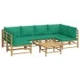 7-teiliges Gartenmöbel-Set aus Bambus mit grünen Kissen von vidaXL, Gartensets - Ref: Foro24-3155166, Preis: 551,34 €, Rabatt: %