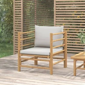 Bamboo garden sofa with light gray cushions by vidaXL, Modular outdoor sofas - Ref: Foro24-362281, Price: 132,72 €, Discount: %