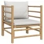 Bamboo garden sofa with light gray cushions by vidaXL, Modular outdoor sofas - Ref: Foro24-362281, Price: 132,72 €, Discount: %