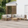 6-teiliges Gartenmöbel-Set aus Bambus mit hellgrauen Kissen von vidaXL, Gartensets - Ref: Foro24-3155090, Preis: 558,84 €, Ra...