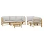 Set de muebles de jardín 6 piezas bambú con cojines gris claro de vidaXL, Conjuntos de jardín - Ref: Foro24-3155090, Precio: ...