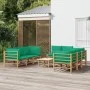 9-teiliges Gartenmöbel-Set aus Bambus mit grünen Kissen von vidaXL, Gartensets - Ref: Foro24-3155155, Preis: 736,81 €, Rabatt: %