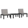 Juego muebles de jardín 3 piezas y cojines PP gris antracita