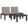 Juego muebles de jardín 3 piezas y cojines PP gris antracita