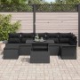 Conjunto de sofá de jardín con cojín 8 pcs Negro Poliratán