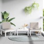 Juego de muebles de jardín 3 piezas con cojines PP blanco