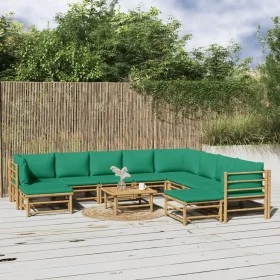 11-piece bamboo garden furniture set with green cushions by vidaXL, Garden sets - Ref: Foro24-3155161, Price: 854,28 €, Disco...