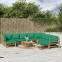 11-teiliges Gartenmöbelset aus Bambus mit grünen Kissen von vidaXL, Gartensets - Ref: Foro24-3155161, Preis: 866,30 €, Rabatt: %