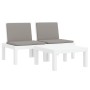 Juego de muebles de jardín 3 piezas con cojines PP blanco
