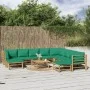 Set de muebles de jardín 11 piezas bambú con cojines verde de vidaXL, Conjuntos de jardín - Ref: Foro24-3155161, Precio: 854,...