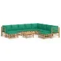 Set de muebles de jardín 11 piezas bambú con cojines verde de vidaXL, Conjuntos de jardín - Ref: Foro24-3155161, Precio: 854,...