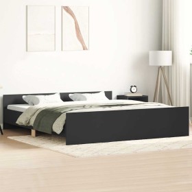 Estructura de cama con cabecero piecero negro 200x200cm