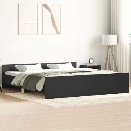 Estructura de cama con cabecero piecero negro 200x200cm