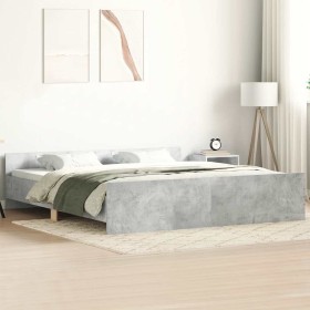 Estructura de cama con cabecero piecero gris hormigón 200x200cm