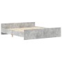 Estructura de cama con cabecero piecero gris hormigón 200x200cm